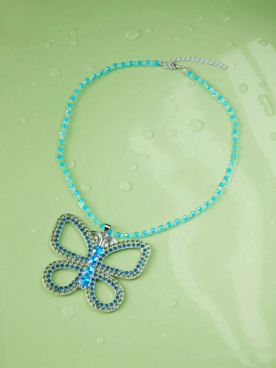 Crystal Butterfly Choker Necklace