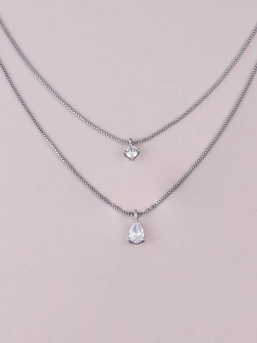 Minimalist Water Drop Double Layer Pendant Necklace
