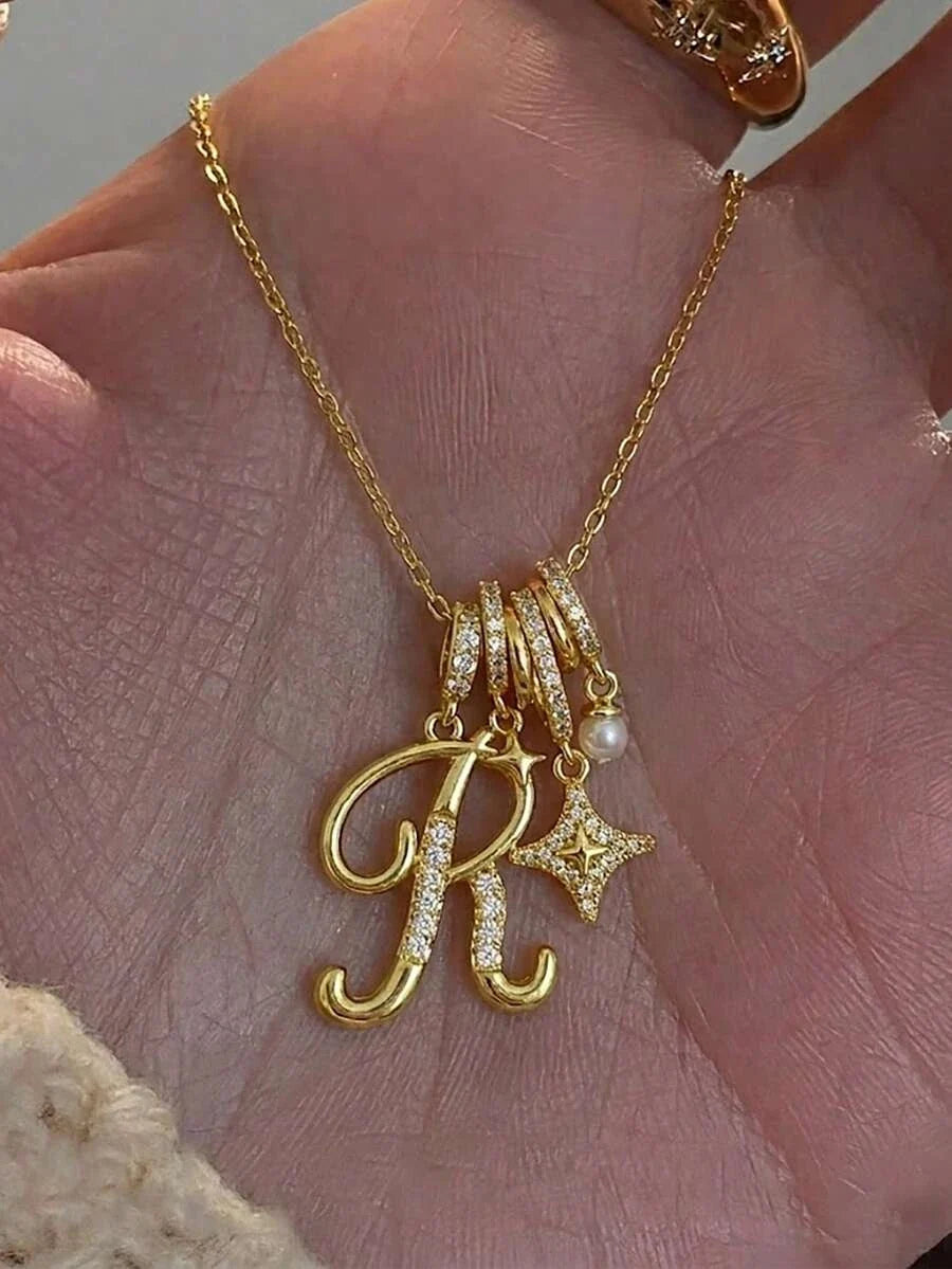 Zirconia Crystal Initial Necklace
