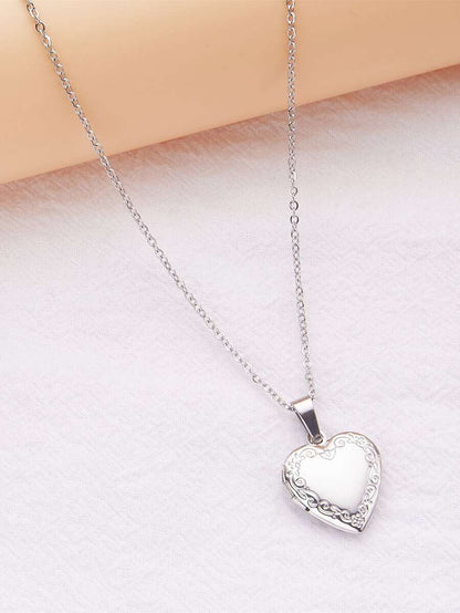 1pc Fashion Stainless Steel Heart Photo Frame Box Pendant Necklace for Women for Daily Decoration Valentines, Mom, Mother, Mother's Day, Gift
