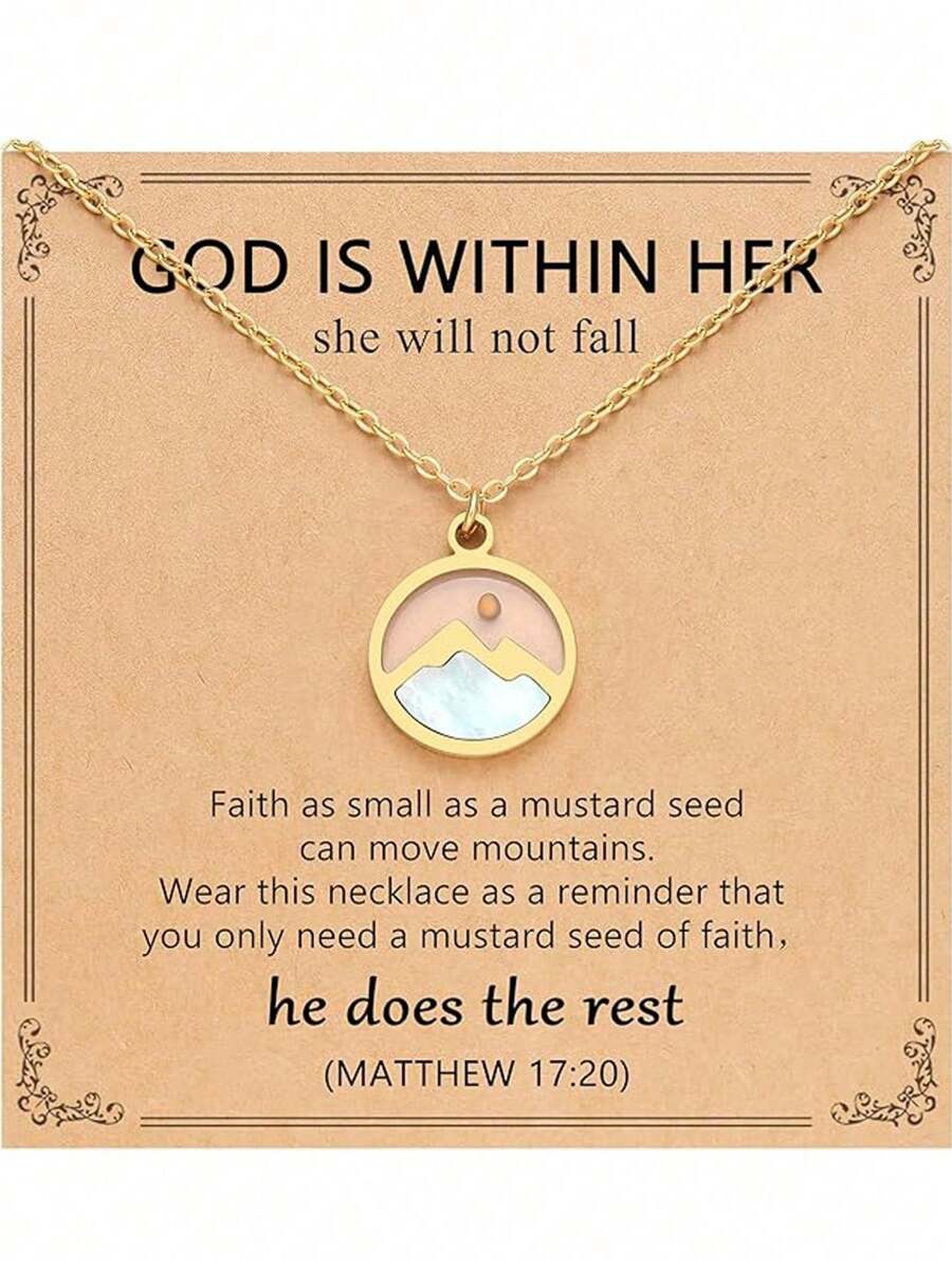 1pc Silver/Gold Love Moving Mountains-Faith Necklace