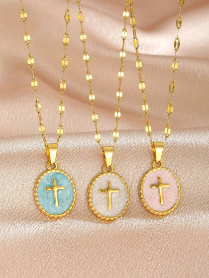 6pcs Y2K Halloween Cross Pendant Layered Necklace Unisex Colorful Enamel Pendant Gothic Style Jewelry Delicate Gold Chain Choker Fashion Gift For Girlfriend