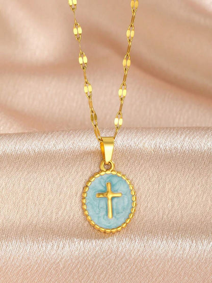 6pcs Y2K Halloween Cross Pendant Layered Necklace Unisex Colorful Enamel Pendant Gothic Style Jewelry Delicate Gold Chain Choker Fashion Gift For Girlfriend
