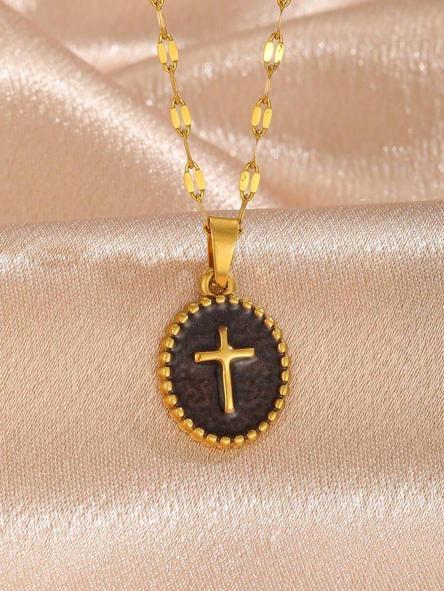 6pcs Y2K Halloween Cross Pendant Layered Necklace Unisex Colorful Enamel Pendant Gothic Style Jewelry Delicate Gold Chain Choker Fashion Gift For Girlfriend