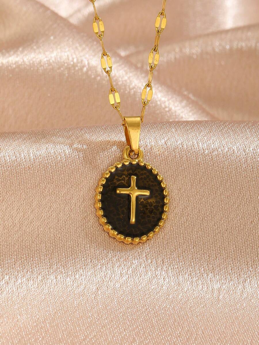 6pcs Y2K Halloween Cross Pendant Layered Necklace Unisex Colorful Enamel Pendant Gothic Style Jewelry Delicate Gold Chain Choker Fashion Gift For Girlfriend