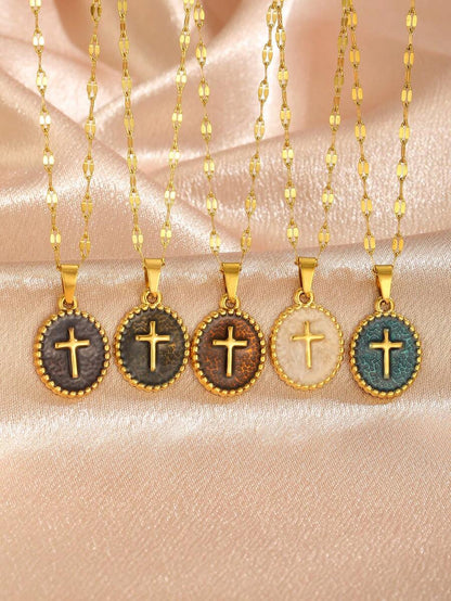 6pcs Y2K Halloween Cross Pendant Layered Necklace Unisex Colorful Enamel Pendant Gothic Style Jewelry Delicate Gold Chain Choker Fashion Gift For Girlfriend