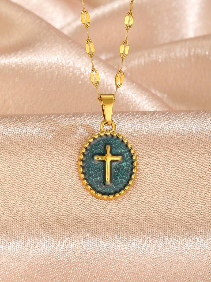6pcs Y2K Halloween Cross Pendant Layered Necklace Unisex Colorful Enamel Pendant Gothic Style Jewelry Delicate Gold Chain Choker Fashion Gift For Girlfriend