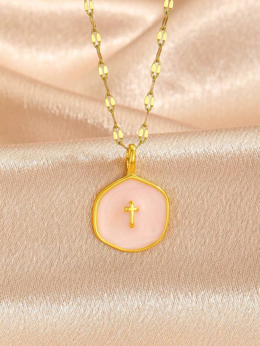 6pcs Y2K Halloween Cross Pendant Layered Necklace Unisex Colorful Enamel Pendant Gothic Style Jewelry Delicate Gold Chain Choker Fashion Gift For Girlfriend