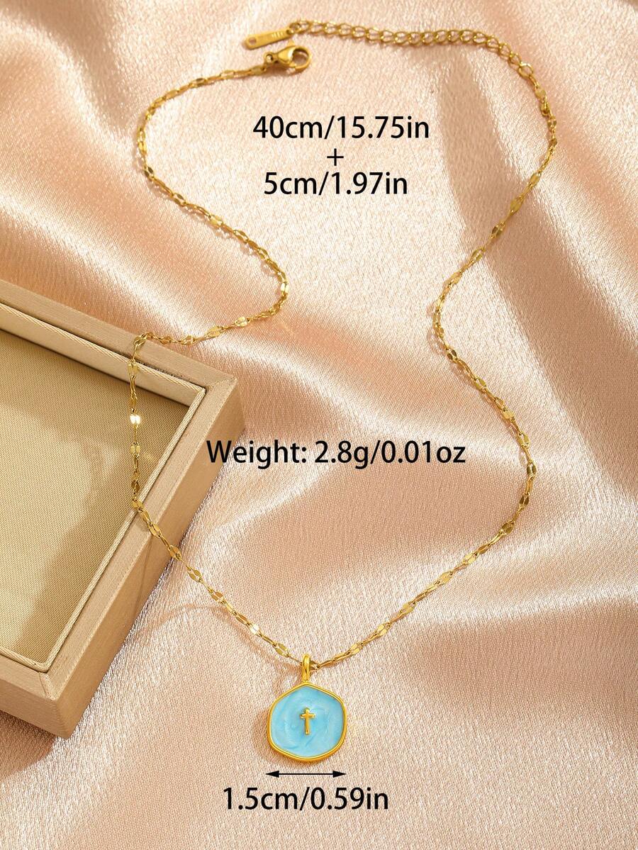6pcs Y2K Halloween Cross Pendant Layered Necklace Unisex Colorful Enamel Pendant Gothic Style Jewelry Delicate Gold Chain Choker Fashion Gift For Girlfriend