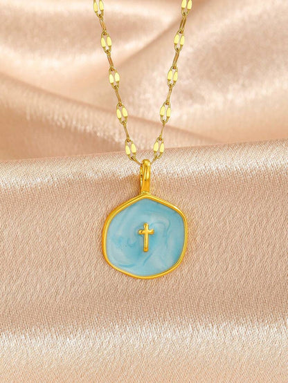 6pcs Y2K Halloween Cross Pendant Layered Necklace Unisex Colorful Enamel Pendant Gothic Style Jewelry Delicate Gold Chain Choker Fashion Gift For Girlfriend