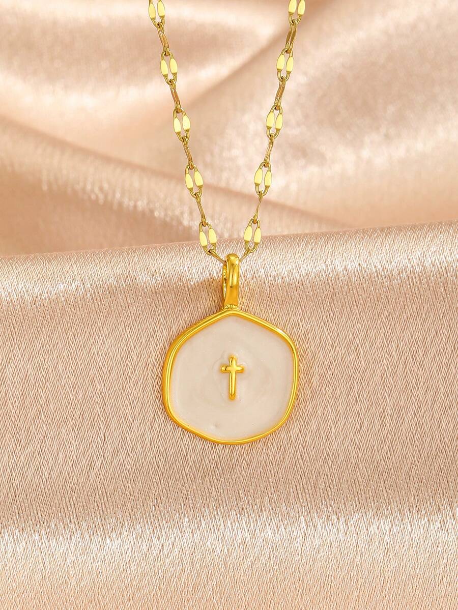 6pcs Y2K Halloween Cross Pendant Layered Necklace Unisex Colorful Enamel Pendant Gothic Style Jewelry Delicate Gold Chain Choker Fashion Gift For Girlfriend