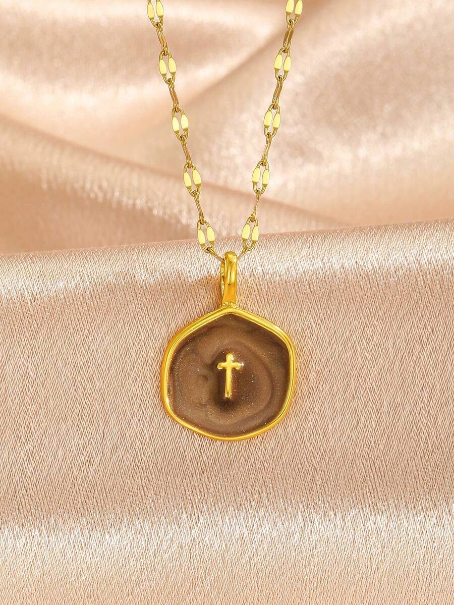 6pcs Y2K Halloween Cross Pendant Layered Necklace Unisex Colorful Enamel Pendant Gothic Style Jewelry Delicate Gold Chain Choker Fashion Gift For Girlfriend