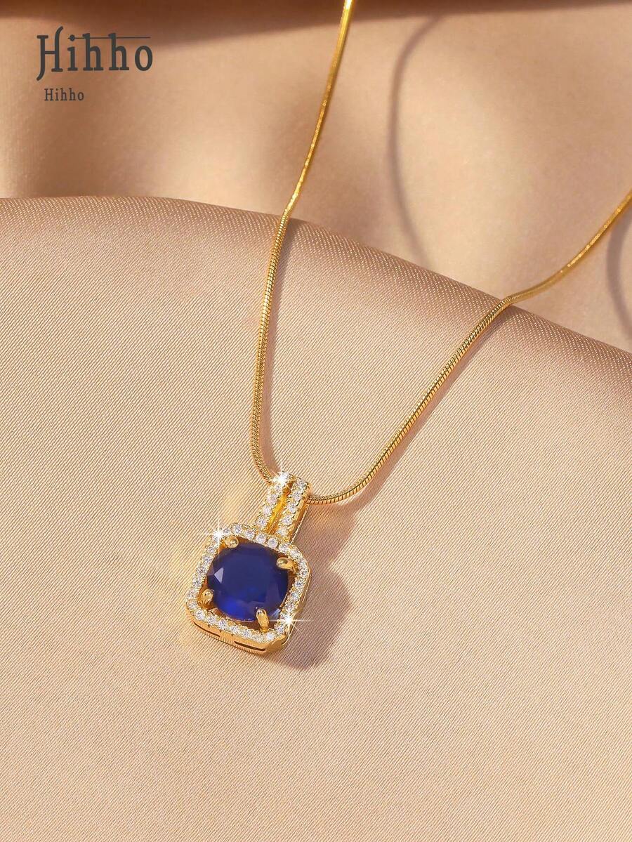 1pc Pink Gemstone Necklace, Gold Snake Bone Chain Luxurious Design, Suitable For Everyday Wear, Dates, Outfit Accessory