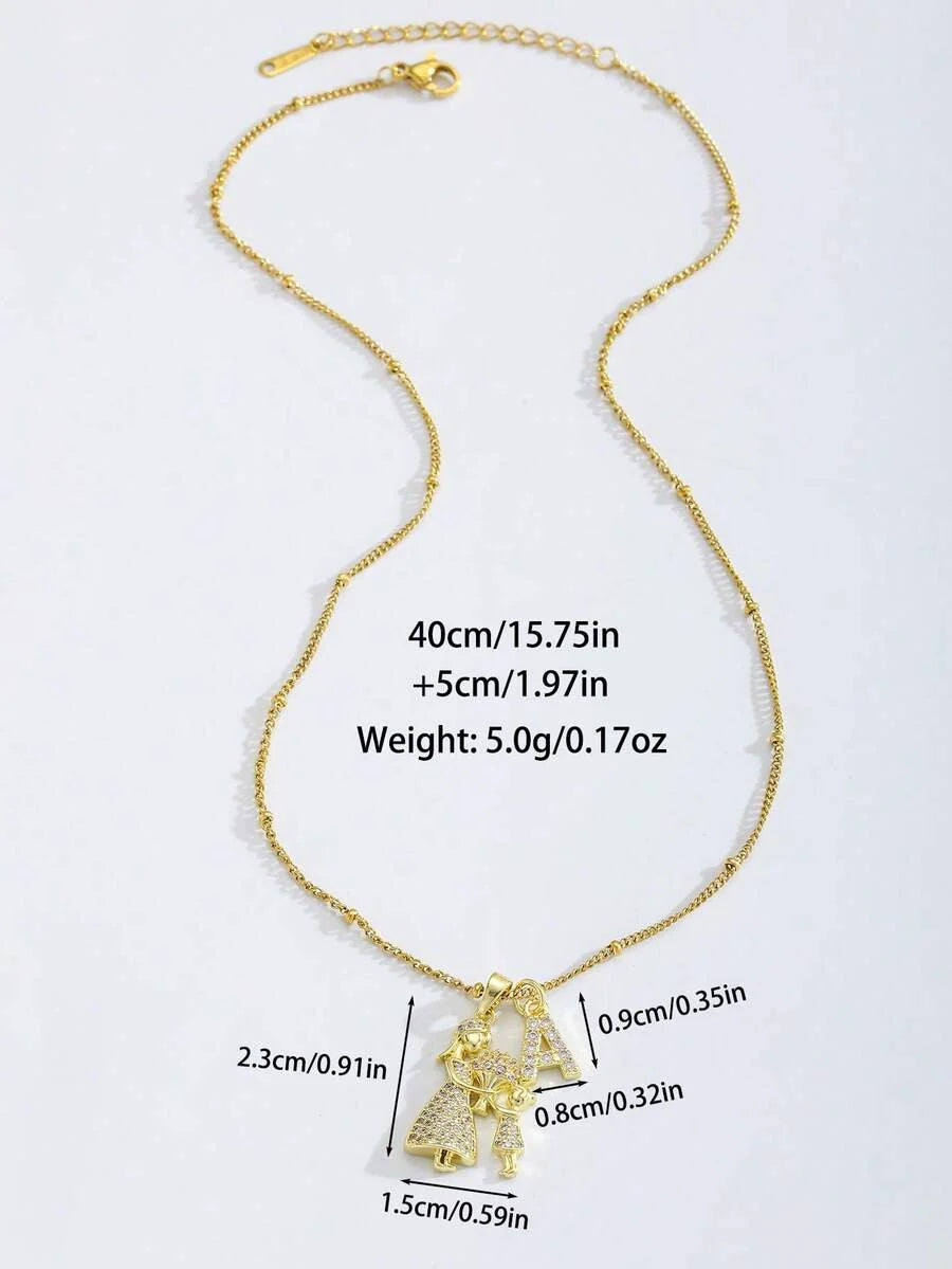 1pc Elegant Vintage Mini Initial Gold Mother