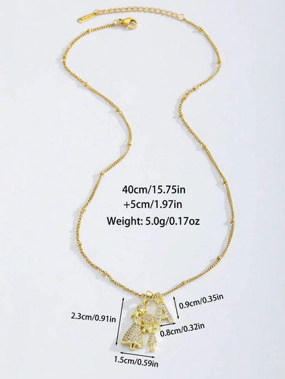 1pc Elegant Vintage Mini Initial Gold Mother