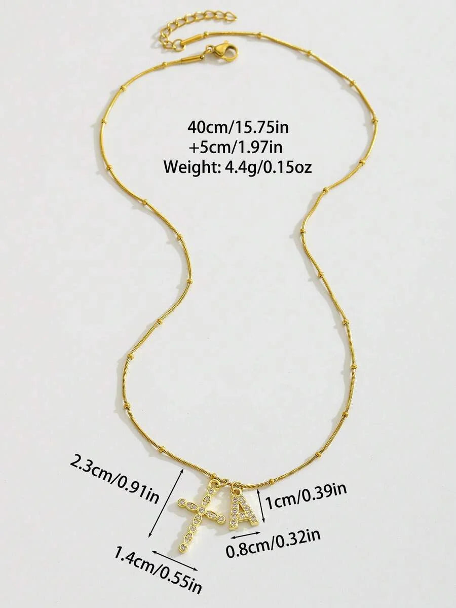1pc Elegant Vintage Mini Initial Gold Mother
