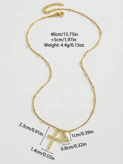 1pc Elegant Vintage Mini Initial Gold Mother
