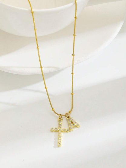1pc Elegant Vintage Mini Initial Gold Mother