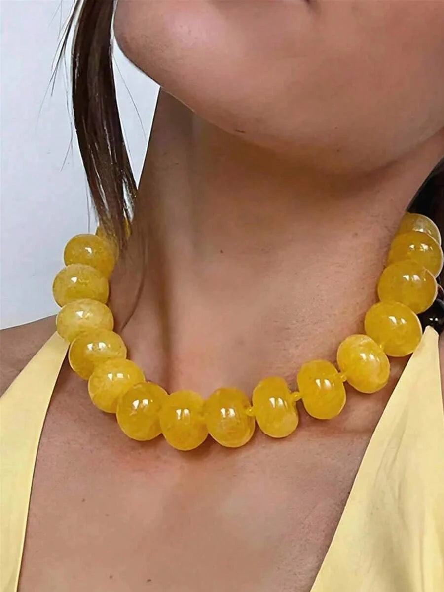 1pc Bohemian Style Casual Multicolor Gradient "Dopamine Style" Beaded Necklace, Suitable For Daily Wear And Festival Occasions