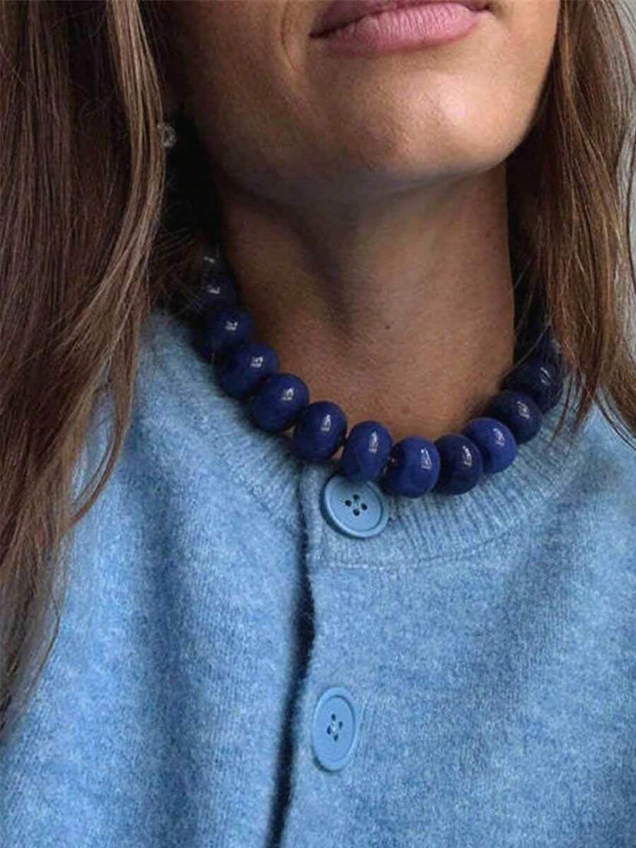 1pc Bohemian Style Casual Multicolor Gradient "Dopamine Style" Beaded Necklace, Suitable For Daily Wear And Festival Occasions