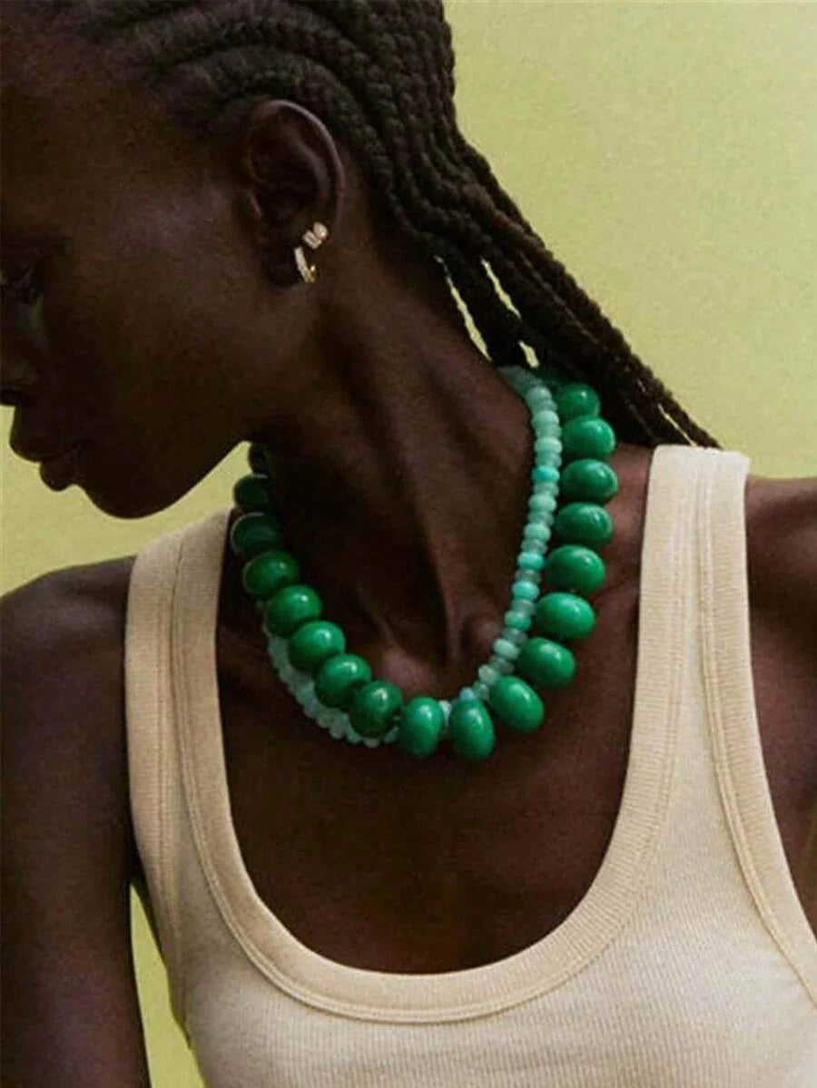 1pc Bohemian Style Casual Multicolor Gradient "Dopamine Style" Beaded Necklace, Suitable For Daily Wear And Festival Occasions