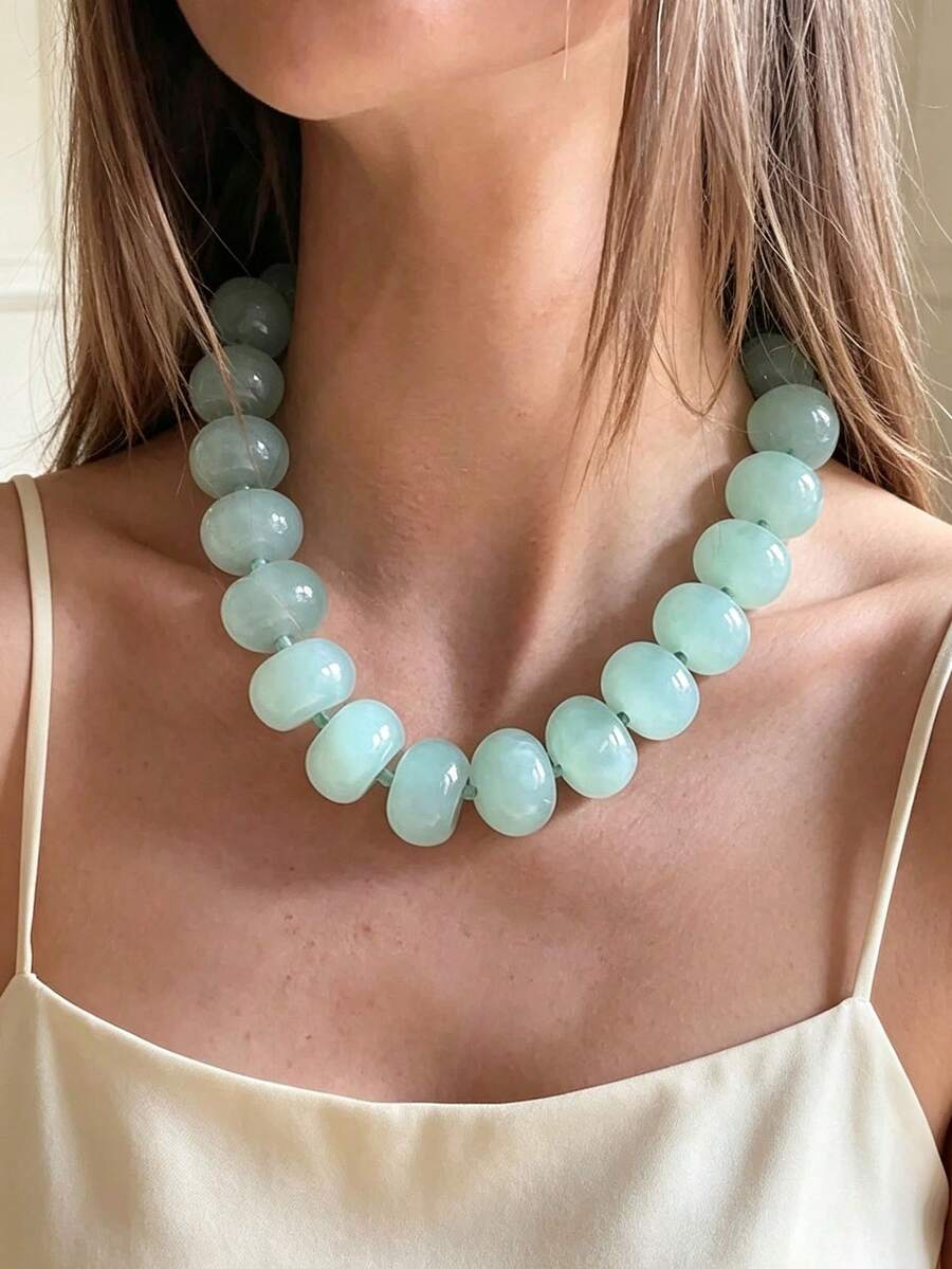 1pc Bohemian Style Casual Multicolor Gradient "Dopamine Style" Beaded Necklace, Suitable For Daily Wear And Festival Occasions