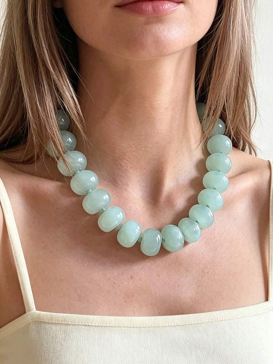 1pc Bohemian Style Casual Multicolor Gradient "Dopamine Style" Beaded Necklace, Suitable For Daily Wear And Festival Occasions