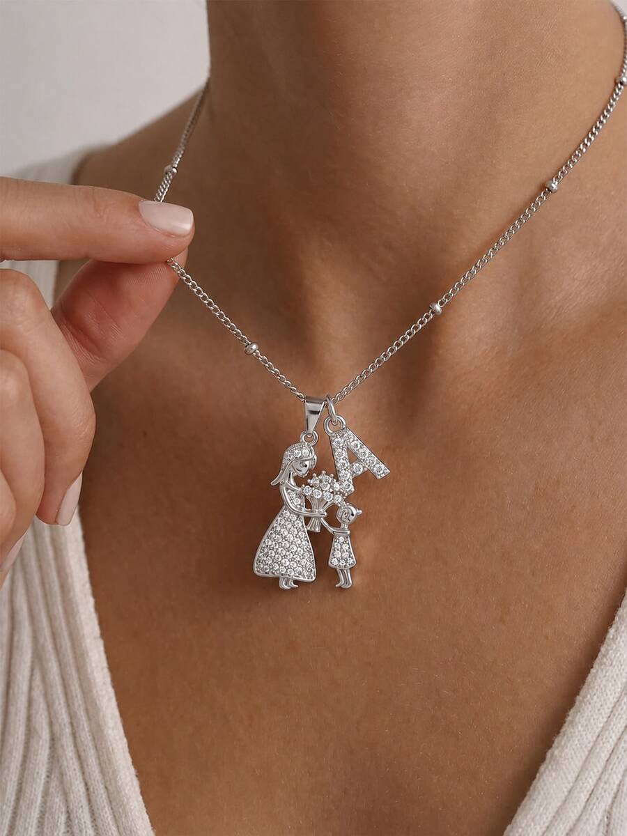 1pc Elegant Vintage Mini Initial Gold Mother