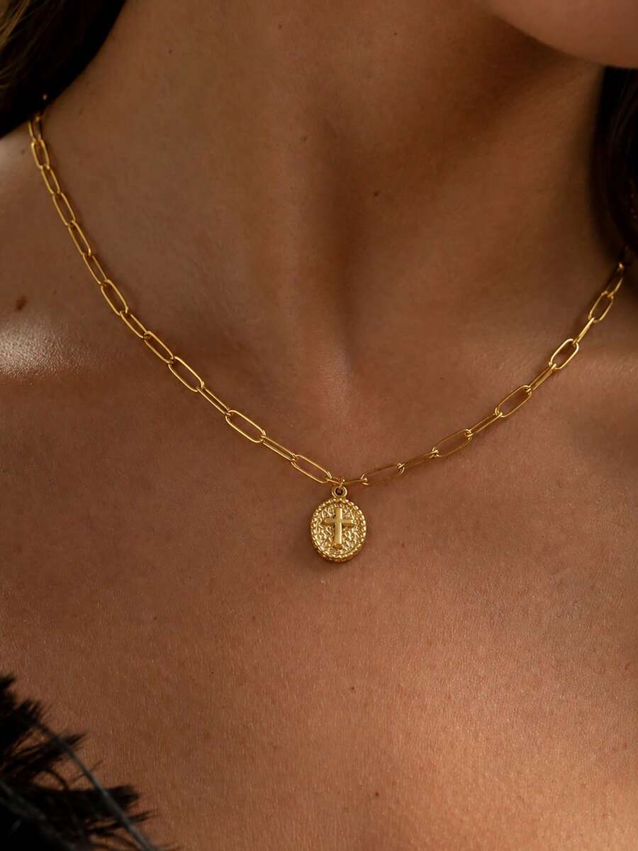 6pcs Y2K Halloween Cross Pendant Layered Necklace Unisex Colorful Enamel Pendant Gothic Style Jewelry Delicate Gold Chain Choker Fashion Gift For Girlfriend