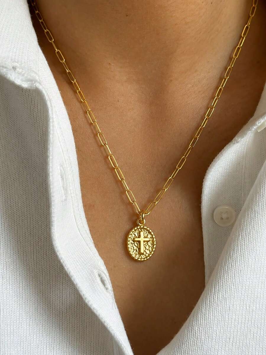 6pcs Y2K Halloween Cross Pendant Layered Necklace Unisex Colorful Enamel Pendant Gothic Style Jewelry Delicate Gold Chain Choker Fashion Gift For Girlfriend