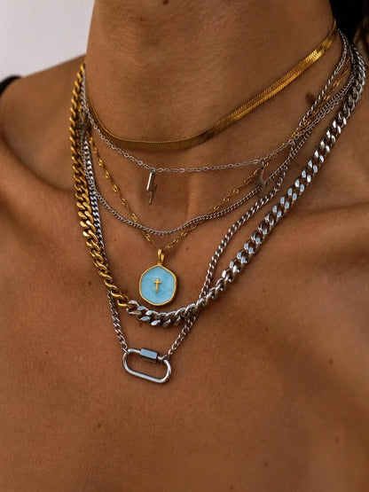 6pcs Y2K Halloween Cross Pendant Layered Necklace Unisex Colorful Enamel Pendant Gothic Style Jewelry Delicate Gold Chain Choker Fashion Gift For Girlfriend