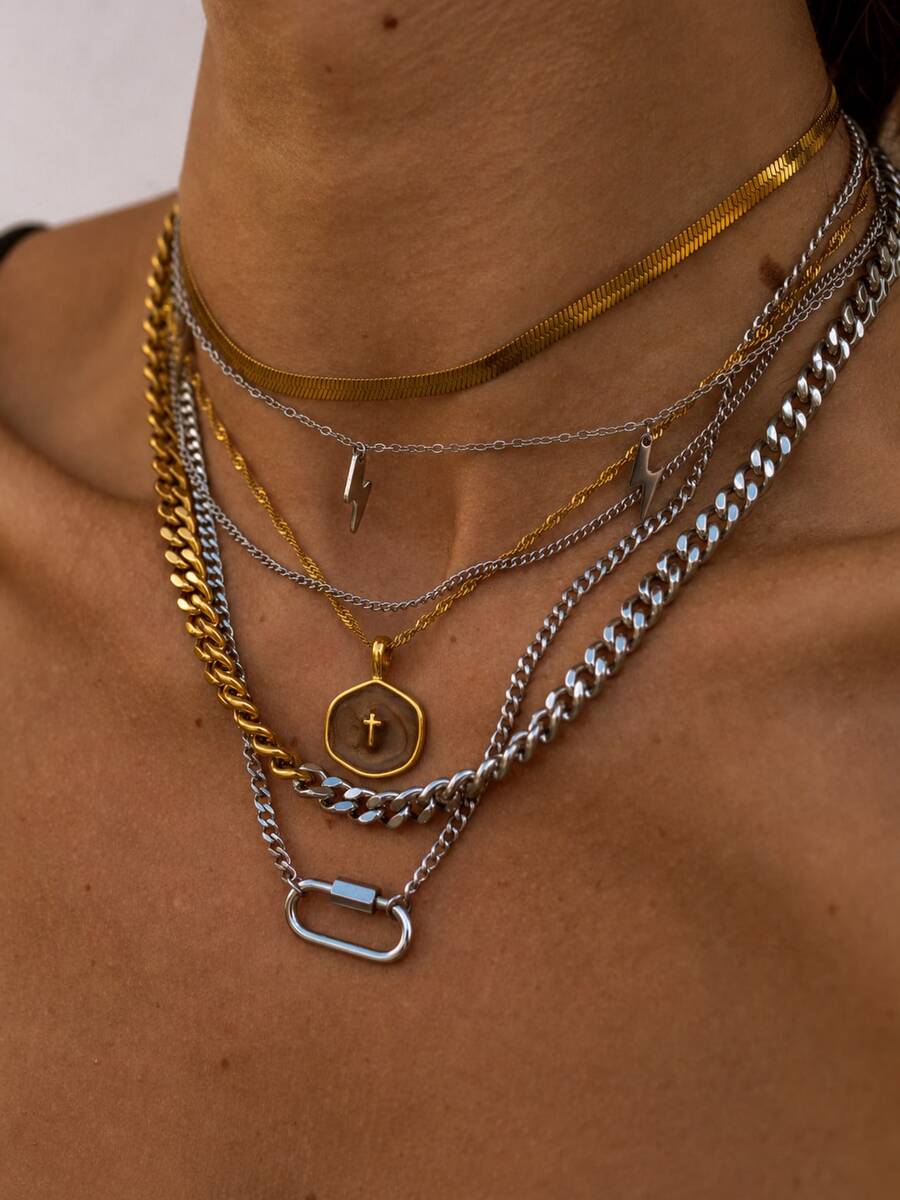 6pcs Y2K Halloween Cross Pendant Layered Necklace Unisex Colorful Enamel Pendant Gothic Style Jewelry Delicate Gold Chain Choker Fashion Gift For Girlfriend