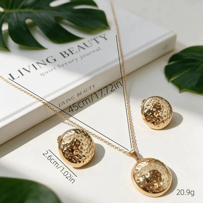 Vintage French Style Hammered Round Disc Necklace Set