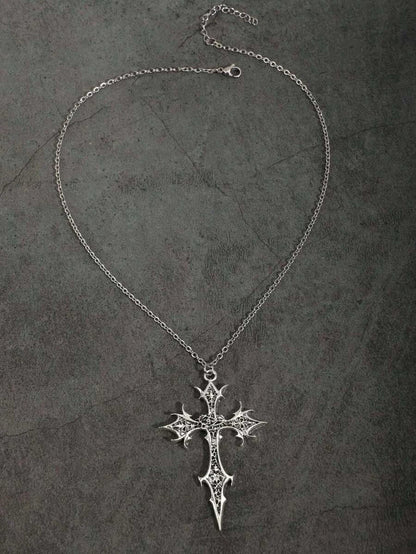 Vintage Gothic Rose Cross Necklace