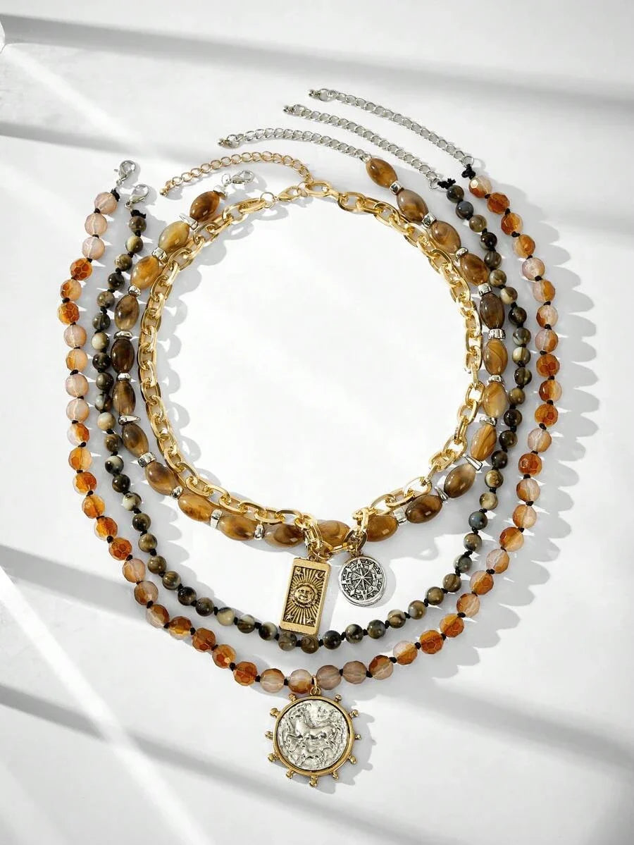 Bohemian Multi-Layer Beaded Beach Necklace