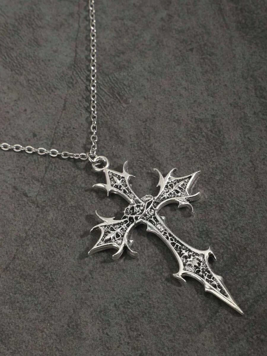 Vintage Gothic Rose Cross Necklace