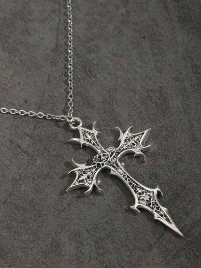Vintage Gothic Rose Cross Necklace