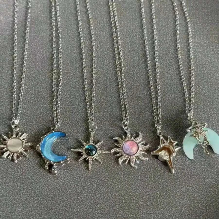 Silver Star Moon Y2K Friendship Necklace