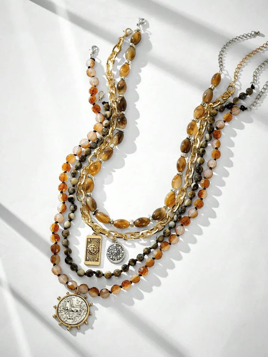 Bohemian Multi-Layer Beaded Beach Necklace