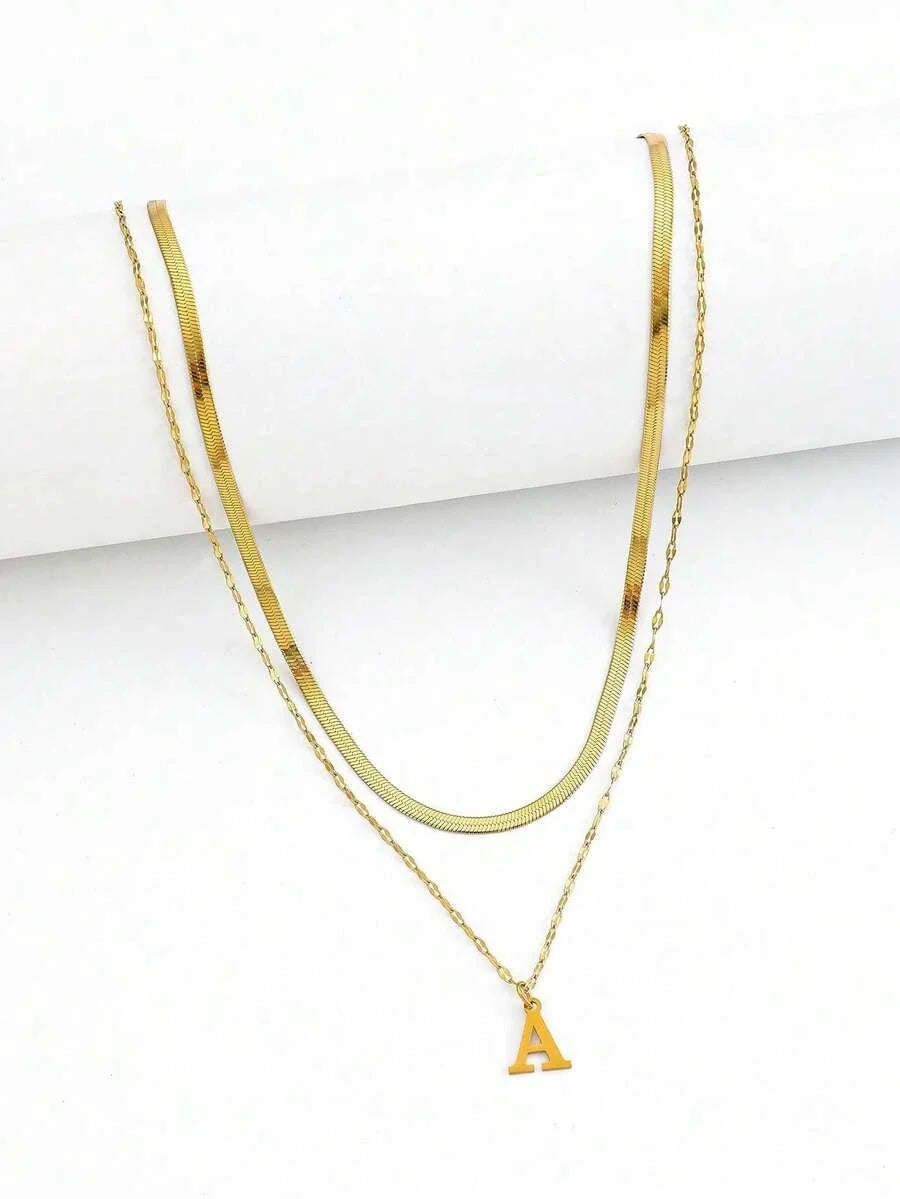 Double Stainless Steel Initial Necklace