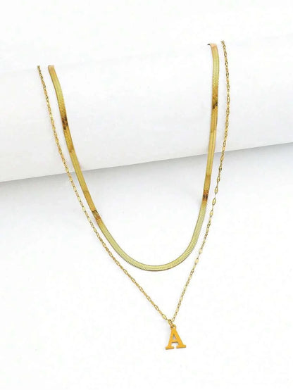 Double Stainless Steel Initial Necklace