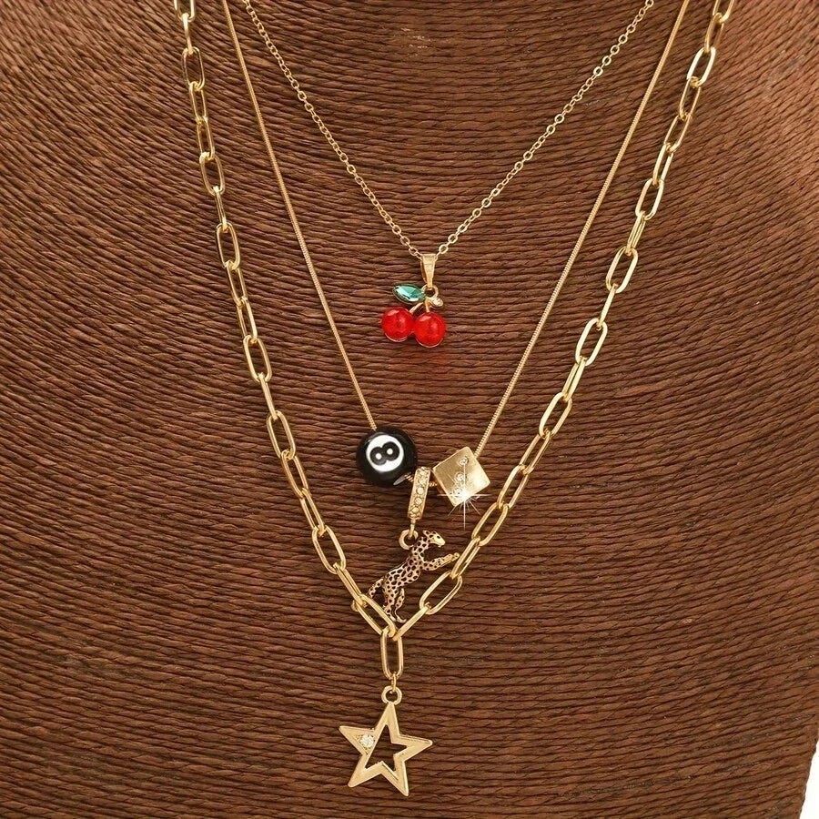 Leopard Print Pendant Necklace Set