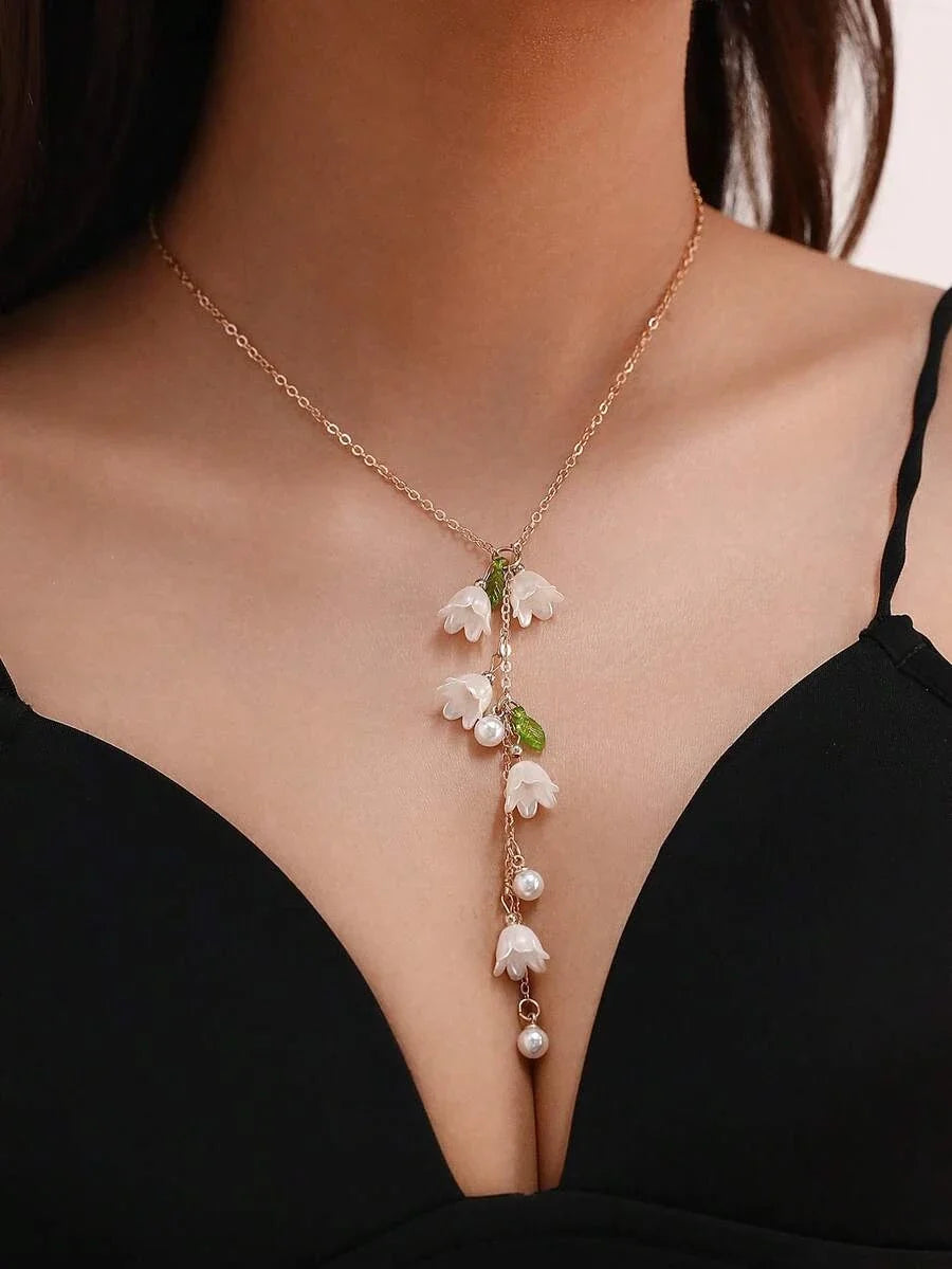 Long Lily Flower Necklace