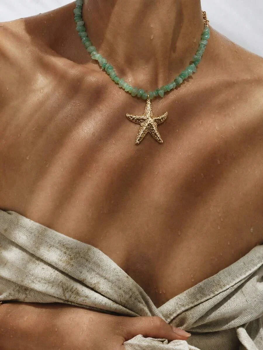 Bohemian Natural Stone Starfish Necklace
