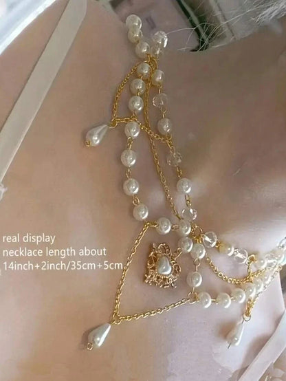 Fairycore Faux Pearl Pendant Necklace
