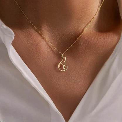 Minimalist Cat Pendant Necklace