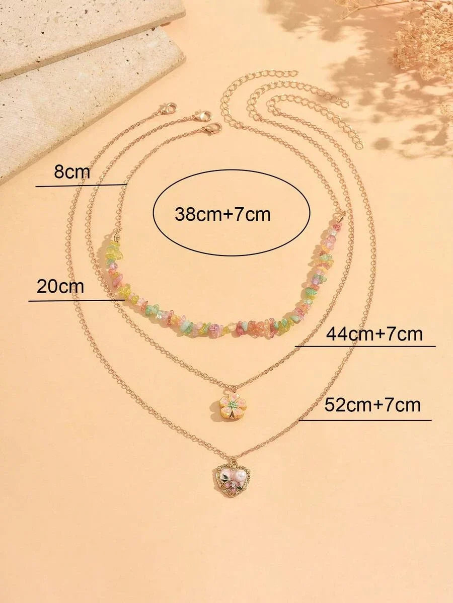 Layered Tiger Eye Beaded Necklace Set