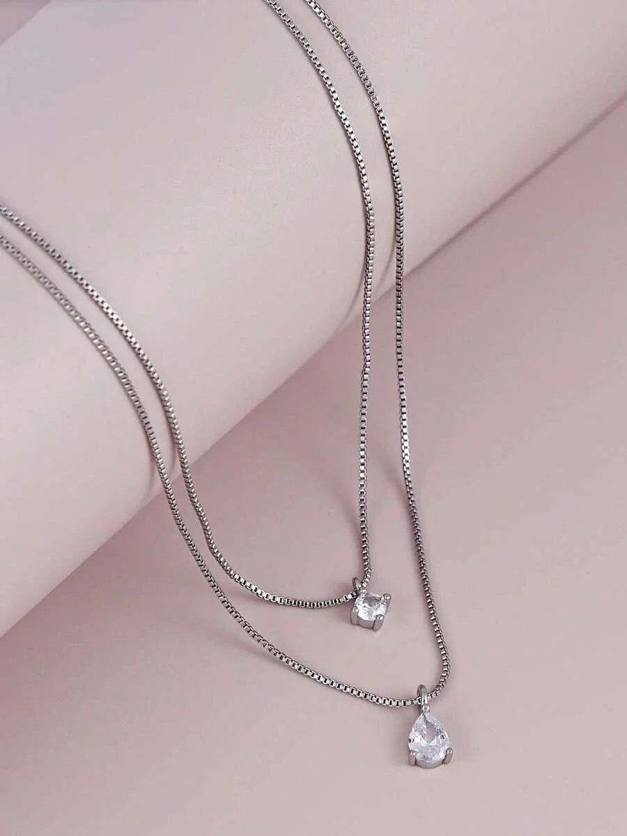 Minimalist Water Drop Double Layer Pendant Necklace