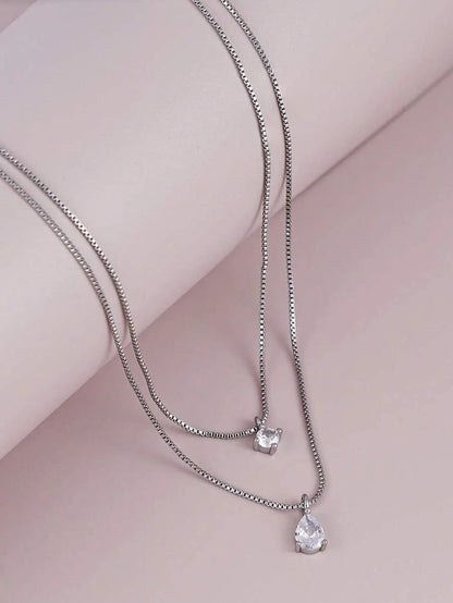 Minimalist Water Drop Double Layer Pendant Necklace