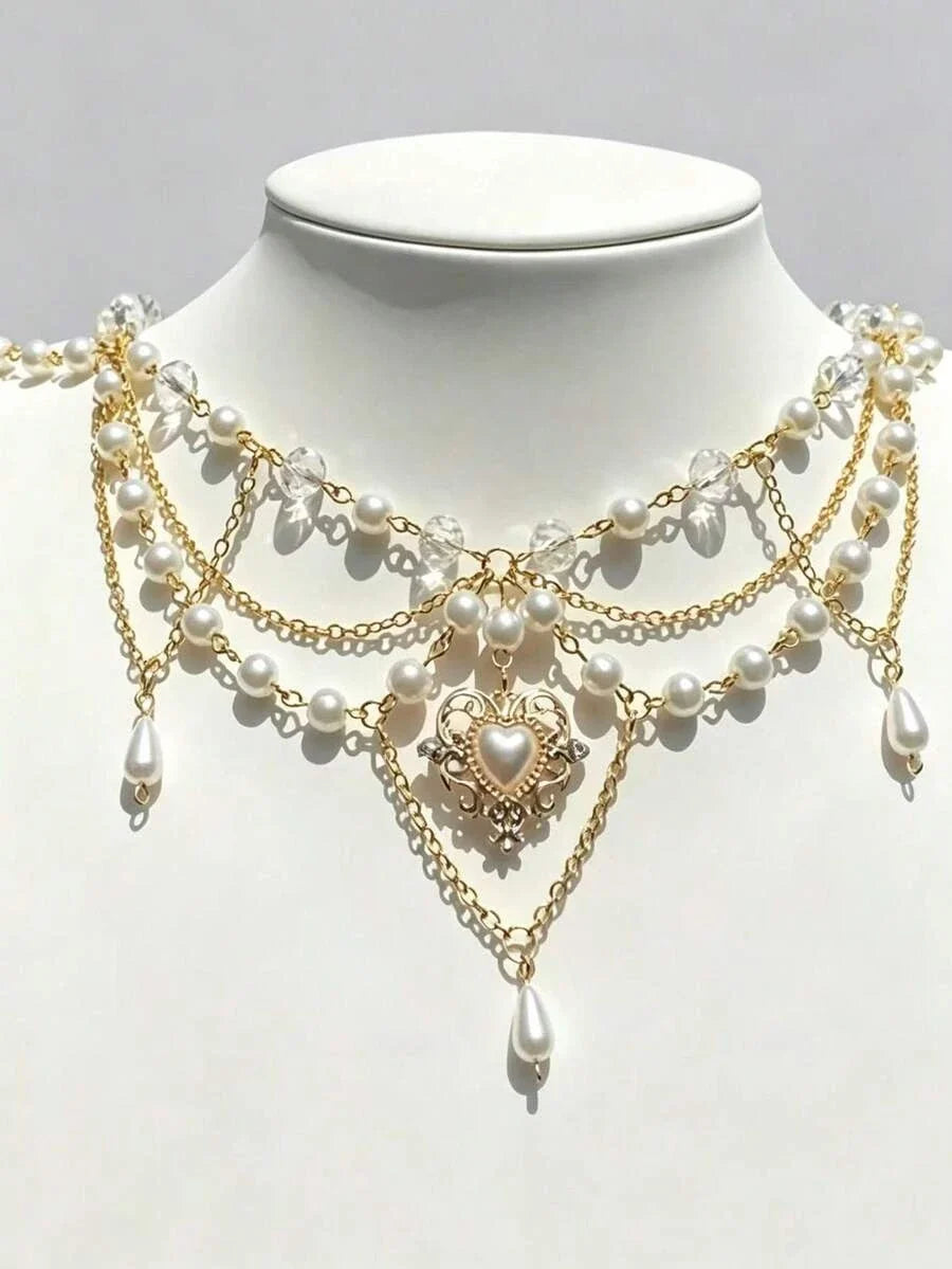 Fairycore Faux Pearl Pendant Necklace
